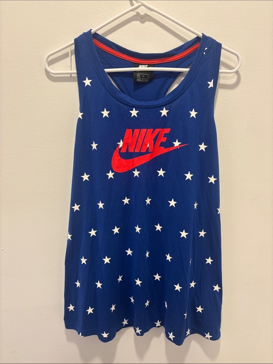 Nike Tops - Nike Womens Blue Star Print racer back Tank Top with Red Logo X-large